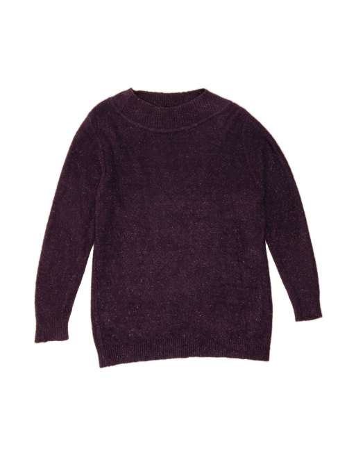 Vintage Turtle Neck Jumper Sweater UK 14 Medium In Purple