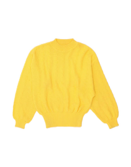 Vintage Turtle Neck Jumper Sweater UK 14 Medium In Yellow