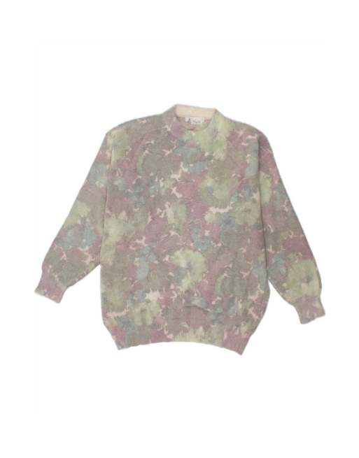 Vintage Turtle Neck Jumper Sweater UK 16 Large In Multicoloured Floral