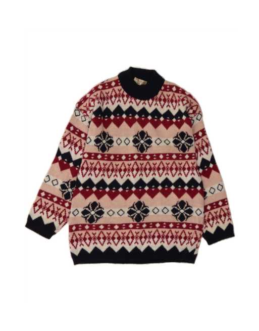 Vintage Turtle Neck Jumper Sweater UK 16 Large In Multicoloured