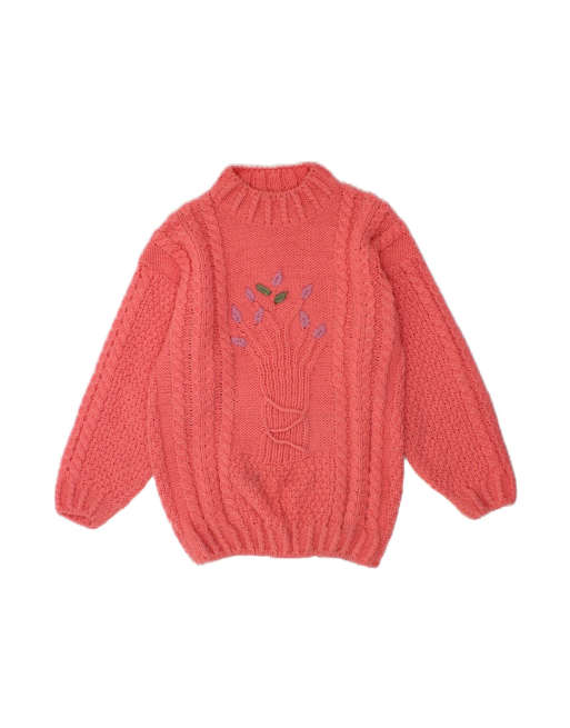 Vintage Turtle Neck Jumper Sweater UK 16 Large In Pink