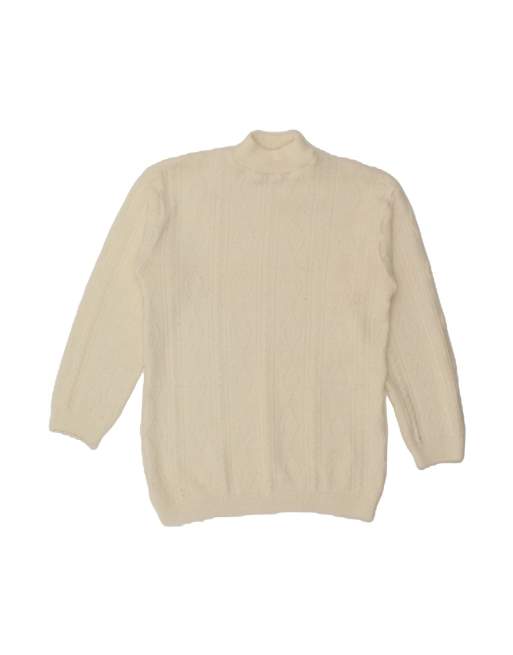 Vintage Turtle Neck Jumper Sweater UK 18 XL In Off In White