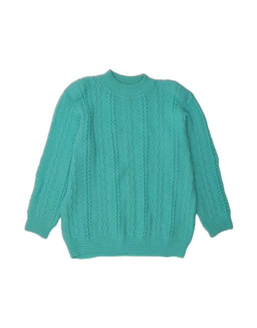 Vintage Turtle Neck Jumper Sweater UK 18 XL In Turquoise
