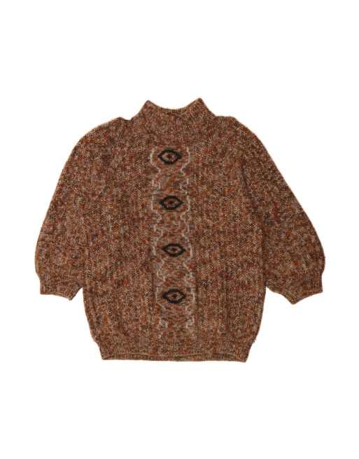 Vintage Turtle Neck Jumper Sweater UK 20 2XL In Brown Argyle/diamond