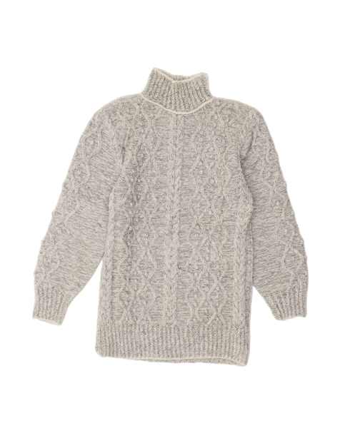 Vintage Turtle Neck Jumper Sweater UK 4 XS In Grey - view 1