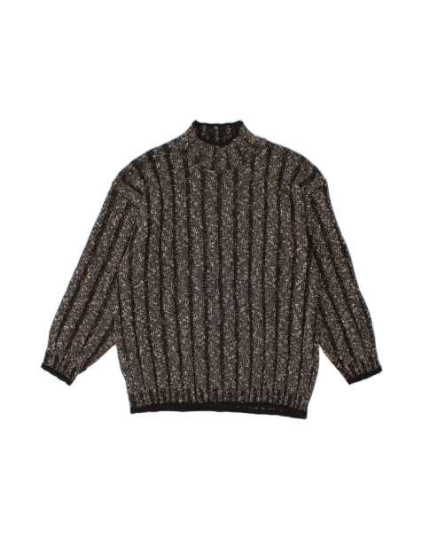 Vintage Turtle Neck Jumper Sweater XL In Grey Striped - view 1