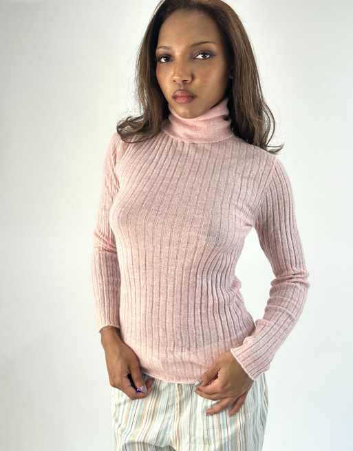 Vintage turtleneck jumper in pink