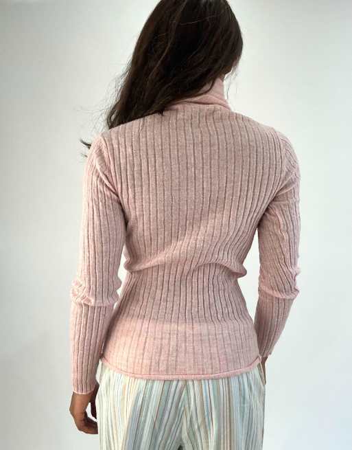 Vintage turtleneck jumper in pink, 2 of 4