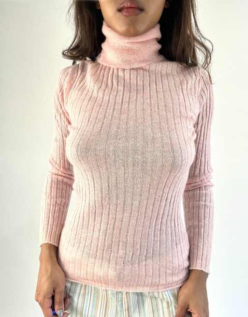 Vintage turtleneck jumper in pink, 3 of 4