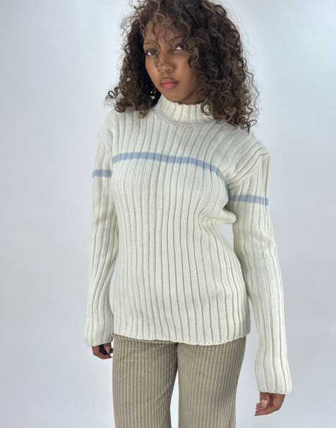 Vintage turtleneck jumper in white - view 1