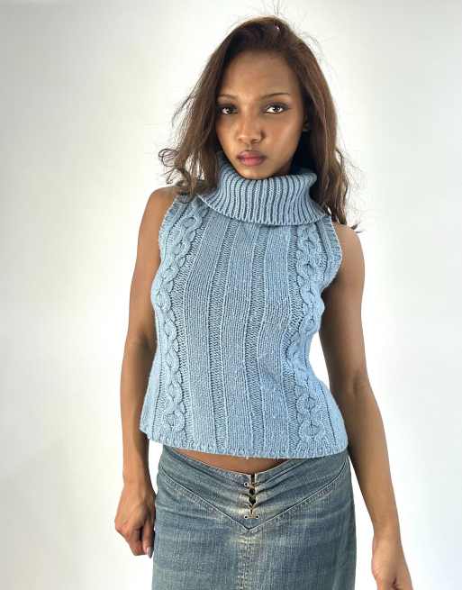Vintage turtleneck top in blue