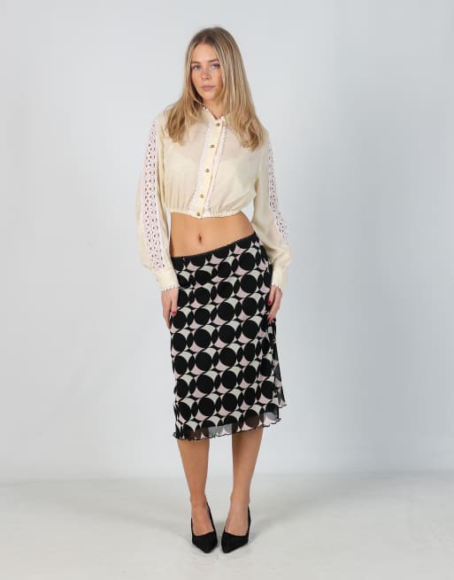 Vintage Tutto S woven midi skirt in black