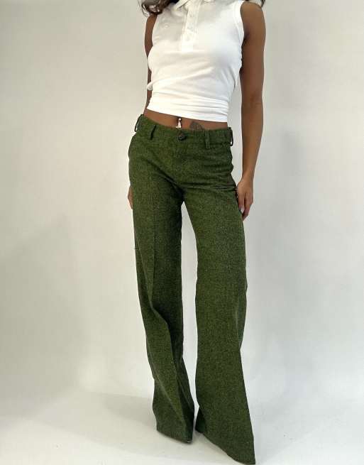 Vintage tweed style trousers in green