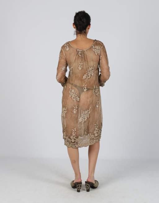 Vintage Twin set M mesh midi dress in brown, 3 of 4