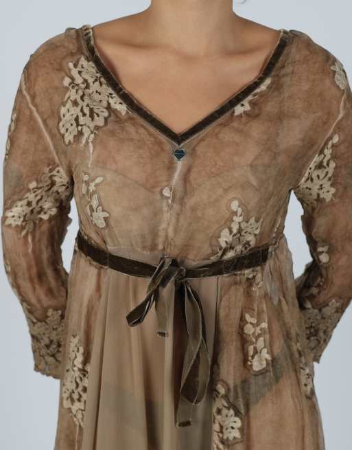 Vintage Twin set M mesh midi dress in brown, 4 of 4