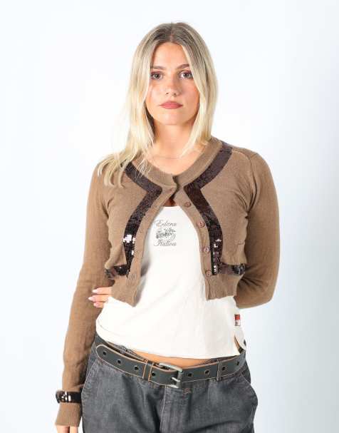 Vintage Twins S knitted top in brown - view 1
