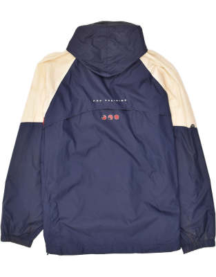 Vintage Umbro Size L Colourblock Hooded Rain Jacket in Navy Blue