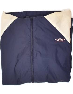 Vintage Umbro Size L Colourblock Hooded Rain Jacket in Navy Blue