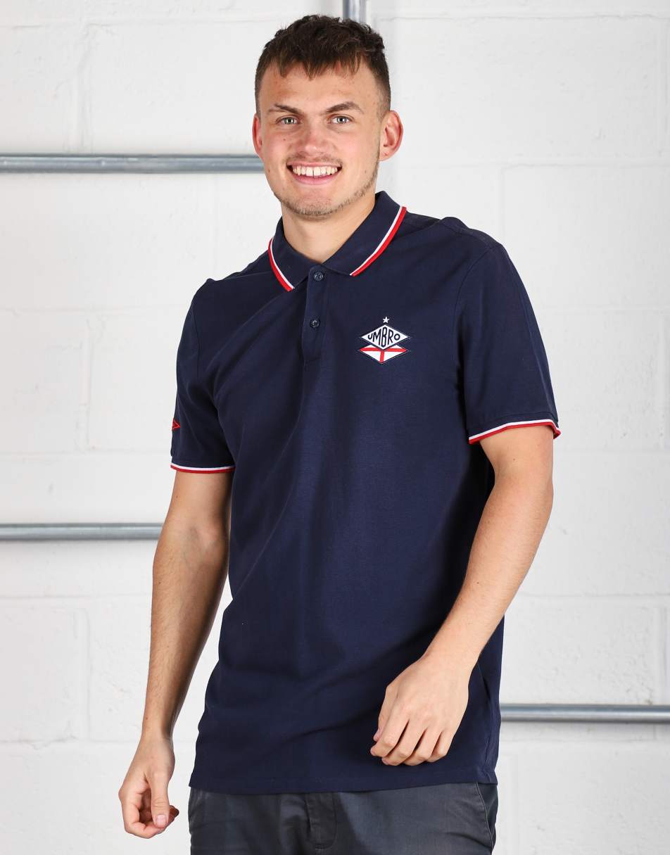 Vintage Umbro Size L england short sleeve polo shirt in navy