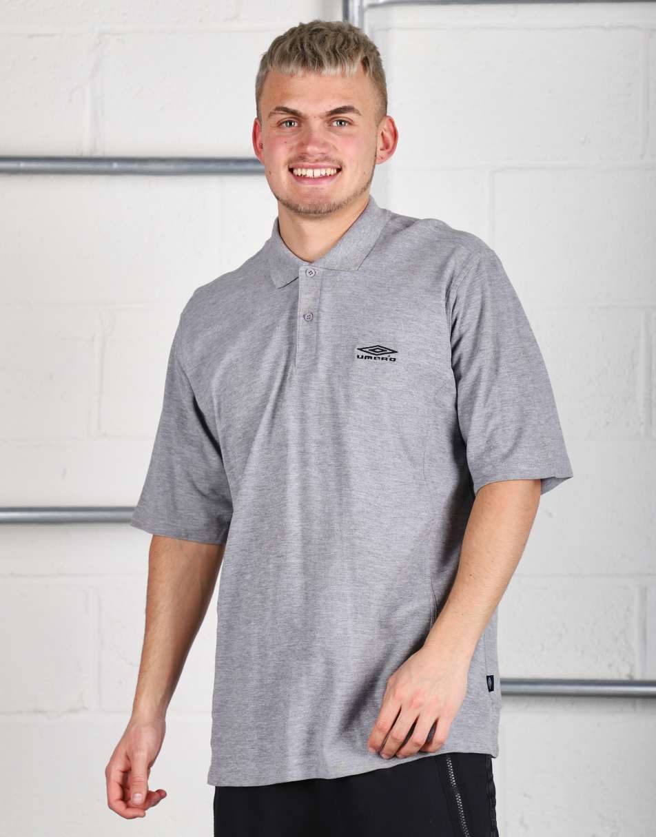 Vintage Umbro Size L logo short sleeve polo shirt in grey