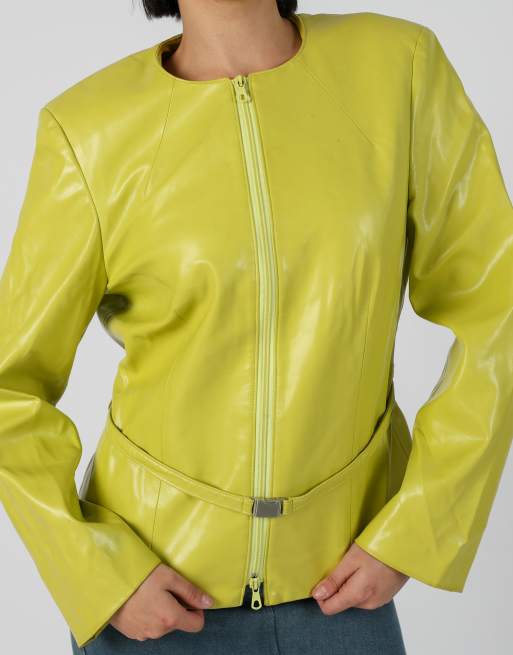 Vintage Unbranded 10 leather jacket in light green, 4 of 4