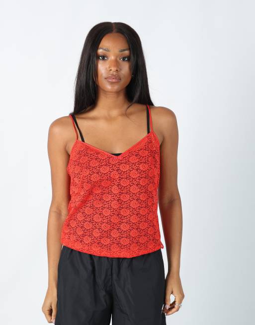 Vintage Unbranded 10 mesh top in red