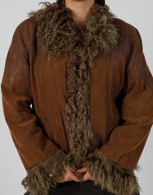 Vintage Unbranded L afghan coat in brown, 4 of 4