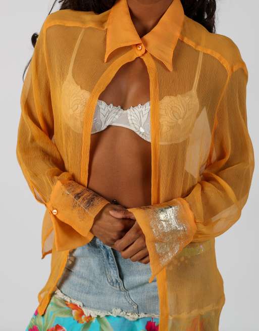 Vintage Unbranded L blouse in orange, 4 of 4