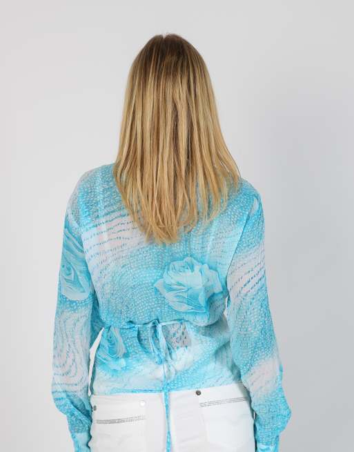 Vintage Unbranded L blouse in turquoise, 2 of 4