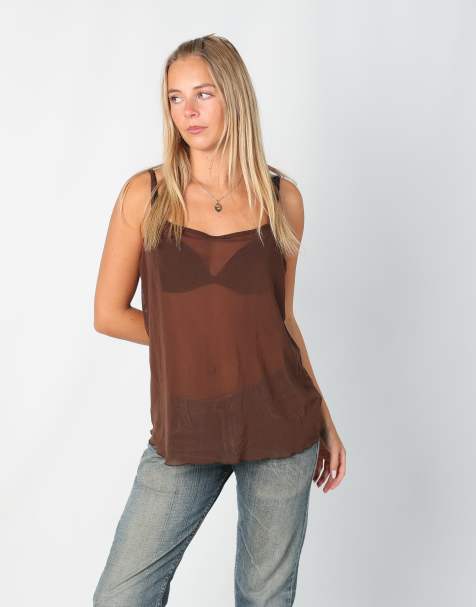 Vintage Unbranded L cami in brown - view 1