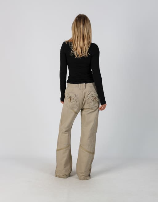 Vintage Unbranded L cargo pants in beige, 3 of 4