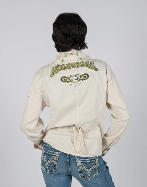 Vintage Unbranded L casual jacket in cream, 2 of 4