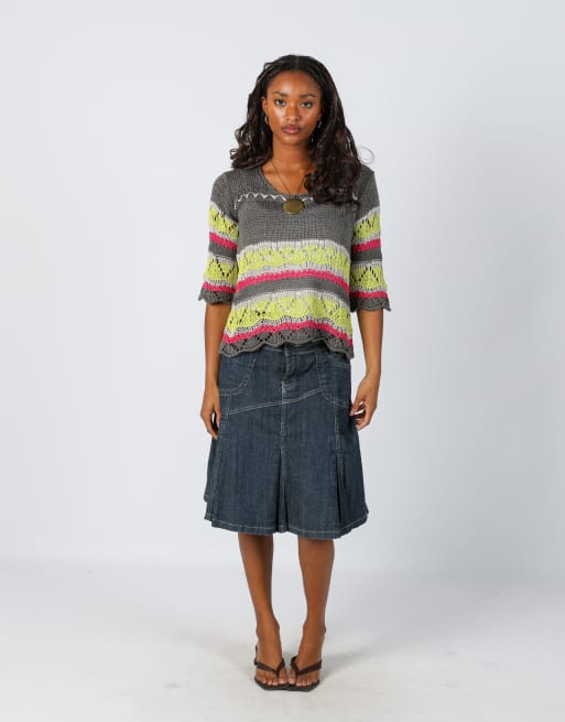Vintage Unbranded L denim midi skirt in blue, 1 of 4