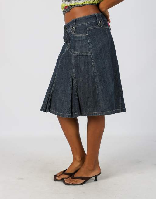 Vintage Unbranded L denim midi skirt in blue, 2 of 4