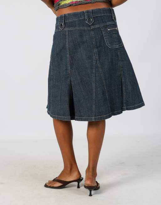 Vintage Unbranded L denim midi skirt in blue, 4 of 4