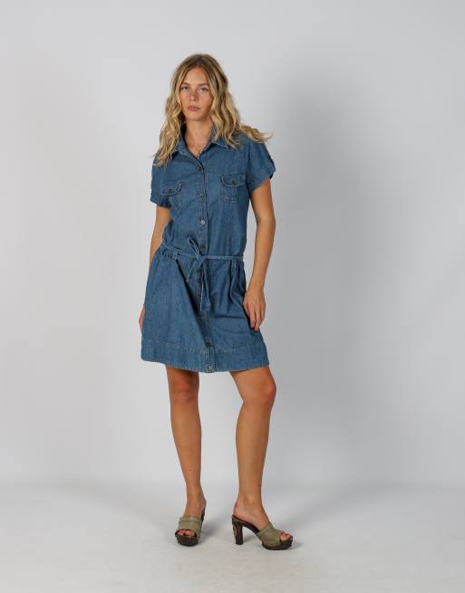 Vintage Unbranded L denim mini dress in blue, 1 of 4