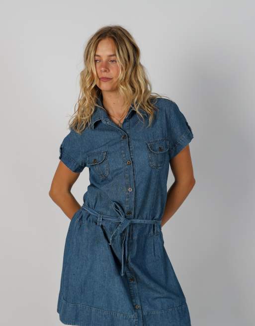 Vintage Unbranded L denim mini dress in blue, 4 of 4