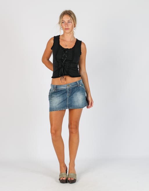 Vintage Unbranded L denim mini skirt in blue