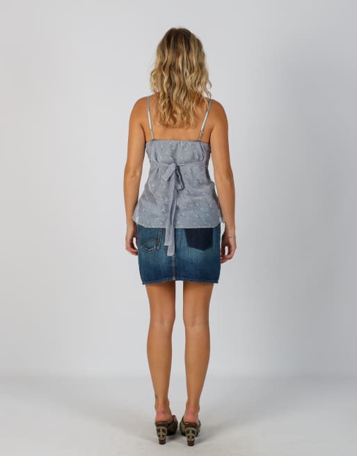 Vintage Unbranded L denim mini skirt in blue, 3 of 4