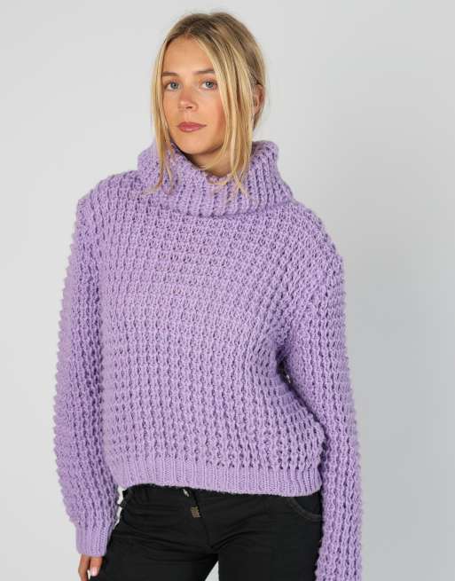 Vintage Unbranded L knitted jumper in lilac purple