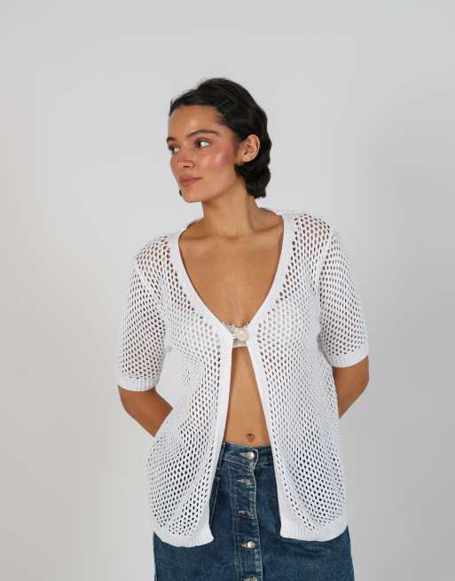 Vintage Unbranded L knitted top in white, 1 of 4