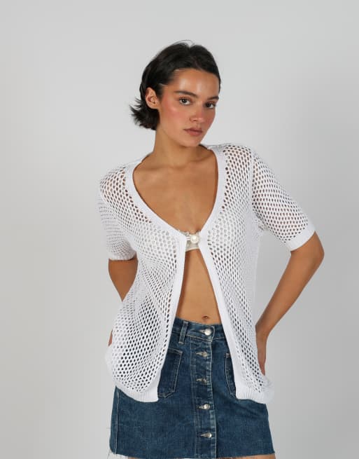 Vintage Unbranded L knitted top in white, 3 of 4
