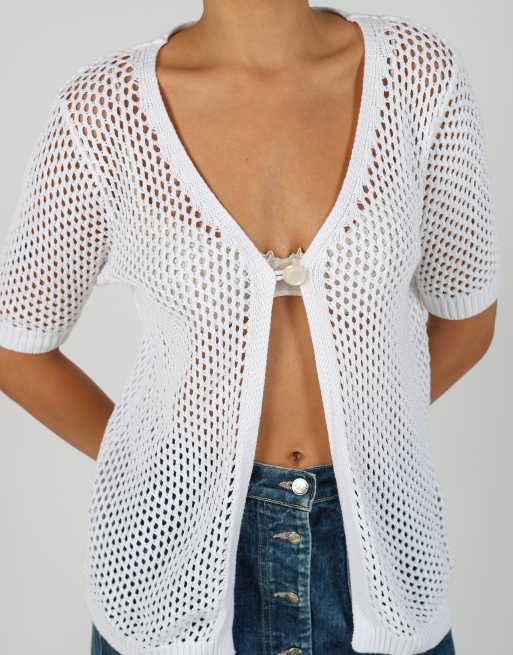 Vintage Unbranded L knitted top in white, 4 of 4