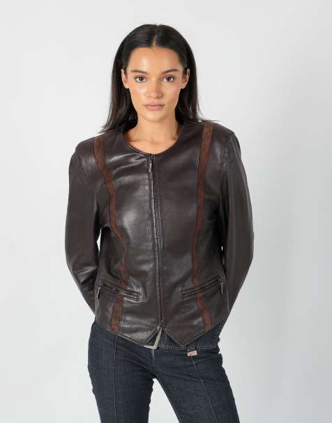 Vintage Unbranded L Leather Jacket Brown - view 1