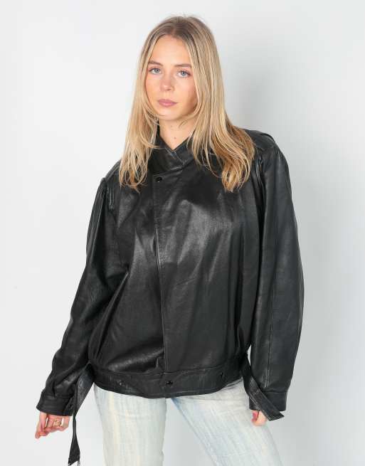 Vintage Unbranded L leather jacket in black
