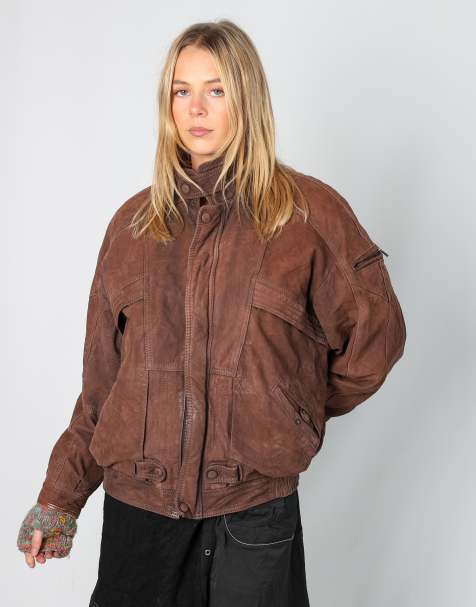 Vintage Unbranded L leather jacket in brown - view 1