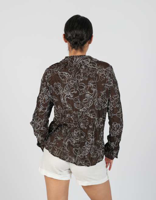 Vintage Unbranded L long sleeve top in brown, 2 of 4