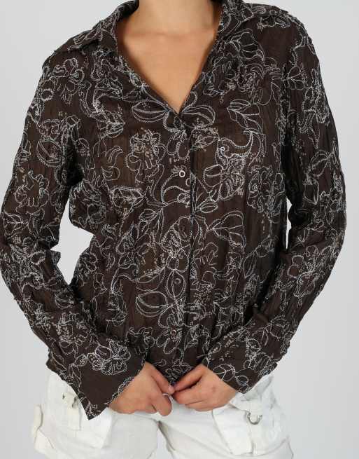 Vintage Unbranded L long sleeve top in brown, 4 of 4