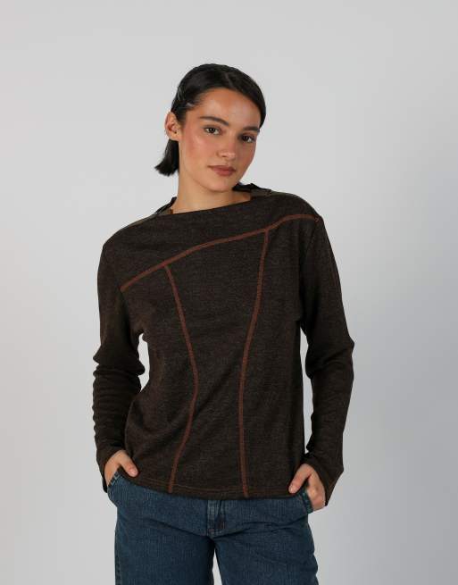 Vintage Unbranded L long sleeve top in brown, 1 of 4