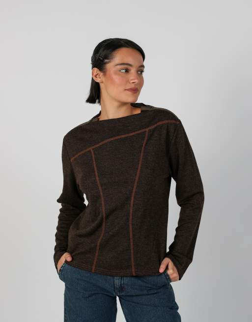 Vintage Unbranded L long sleeve top in brown, 3 of 4